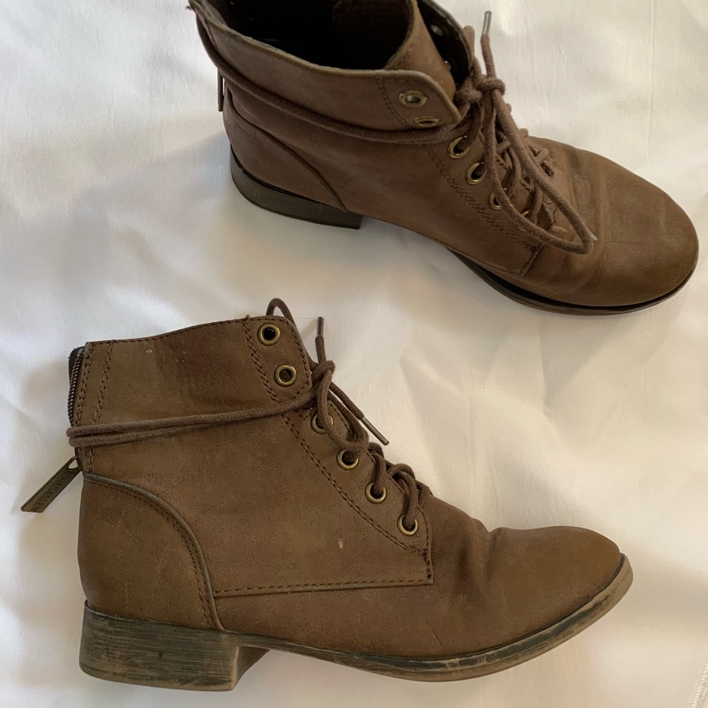 Brown Ankle Combat Bootie